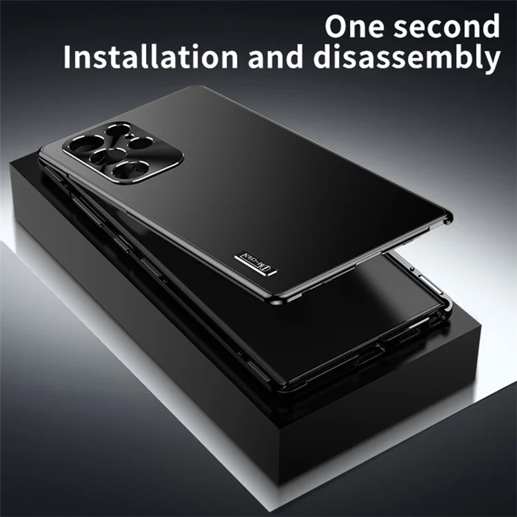 IM-CHEN für Samsung Galaxy S24 Ultra Hülle Schnallenschloss-Design Harte PC-Metallrahmenhandy-Abdeckung - Schwarz
