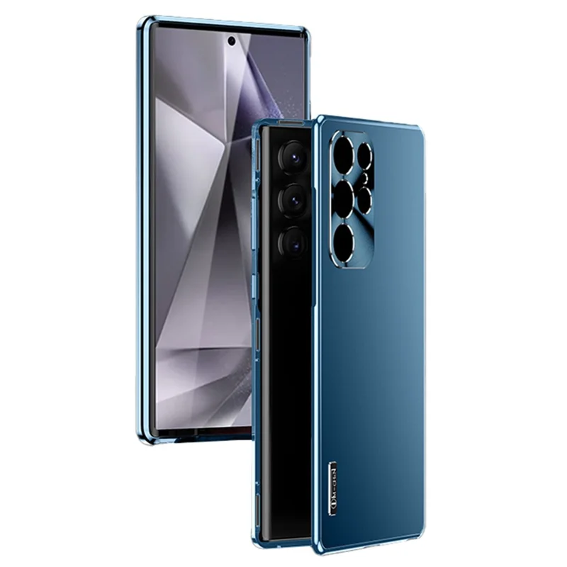 IM-CHEN For Samsung Galaxy S24 Ultra Case Buckle Lock Design Hard PC Metal Frame Phone Cover - Blue