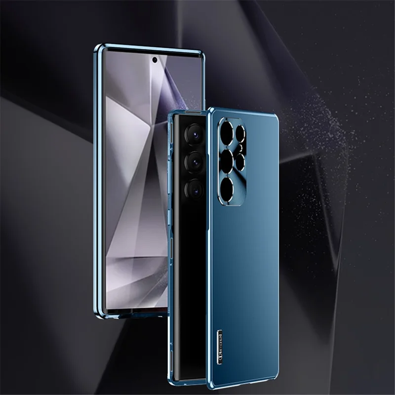 IM-CHEN For Samsung Galaxy S24 Ultra Case Buckle Lock Design Hard PC Metal Frame Phone Cover - Blue