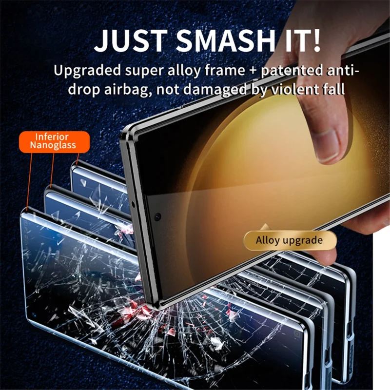 IM-CHEN For Samsung Galaxy S24 Ultra Case Buckle Lock Design Hard PC Metal Frame Phone Cover - Blue