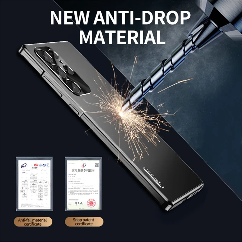 IM-CHEN For Samsung Galaxy S24 Ultra Case Buckle Lock Design Hard PC Metal Frame Phone Cover - Blue