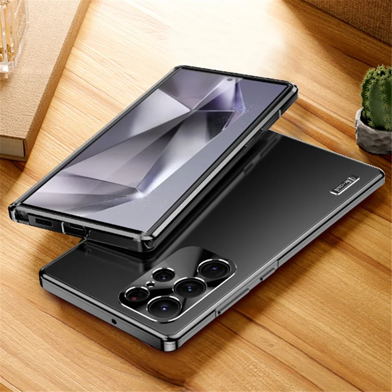 IM-CHEN For Samsung Galaxy S24 Ultra Case Buckle Lock Design Hard PC Metal Frame Phone Cover - Blue