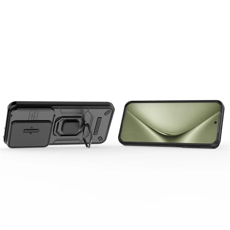 Para Huawei Pura 70 Ultra Case Kickstand Funda a prueba de golpes de PC+TPU Cubierta de teléfono Protección de cámara - Negro