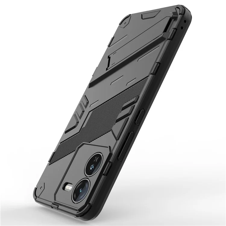 Чехол с подставкой для vivo iQOO Z9 5G, ударопрочный, из поликарбоната + TPU - черный