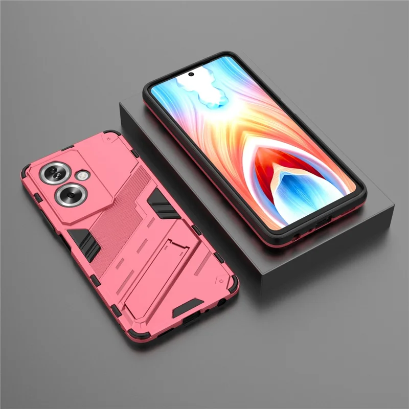 For Oppo A79 5G / A2 5G Phone Case Scratch-resistant PC+TPU Kickstand Cover - Rose