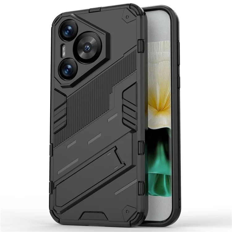 Para Huawei Pura 70 Kickstand Case PC+TPU Dual Layer Protection Phone Cover - Negro