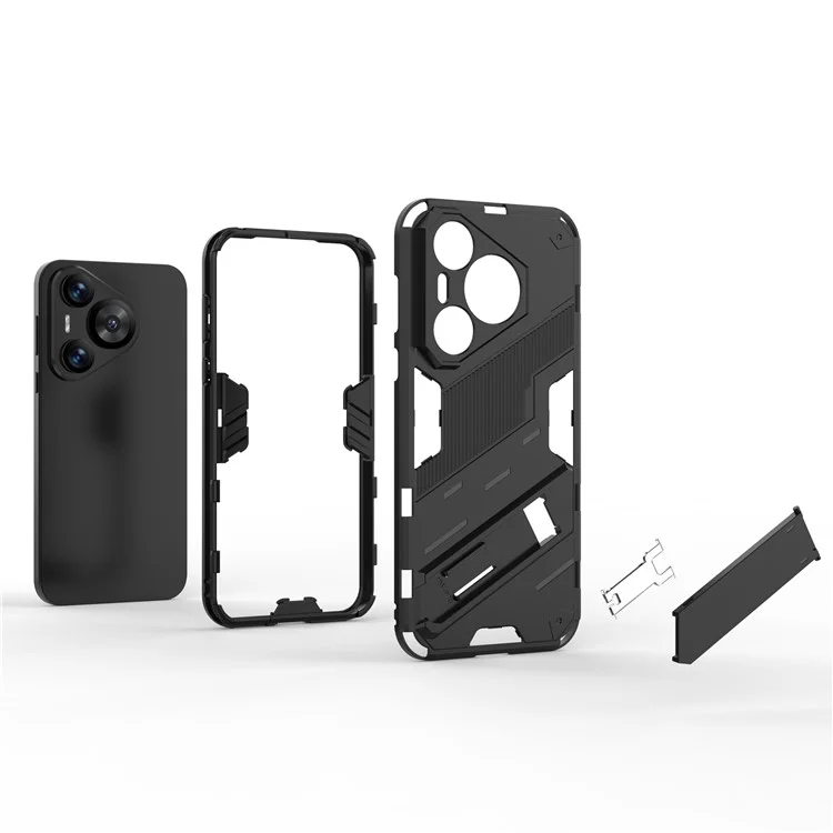 Para Huawei Pura 70 Kickstand Case PC+TPU Dual Layer Protection Phone Cover - Negro