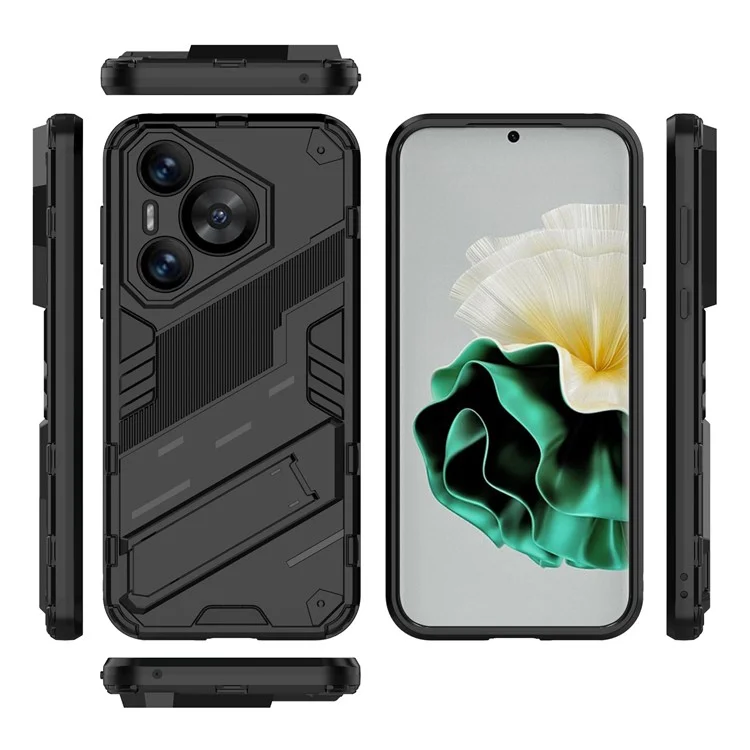 Para Huawei Pura 70 Kickstand Case PC+TPU Dual Layer Protection Phone Cover - Negro