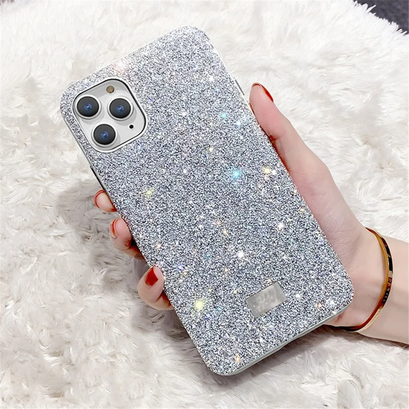 VESCENT For iPhone 11 Pro Max Case TPU+PC Phone Protective Cover Glitter Phone Shell - Grey  /  Silver
