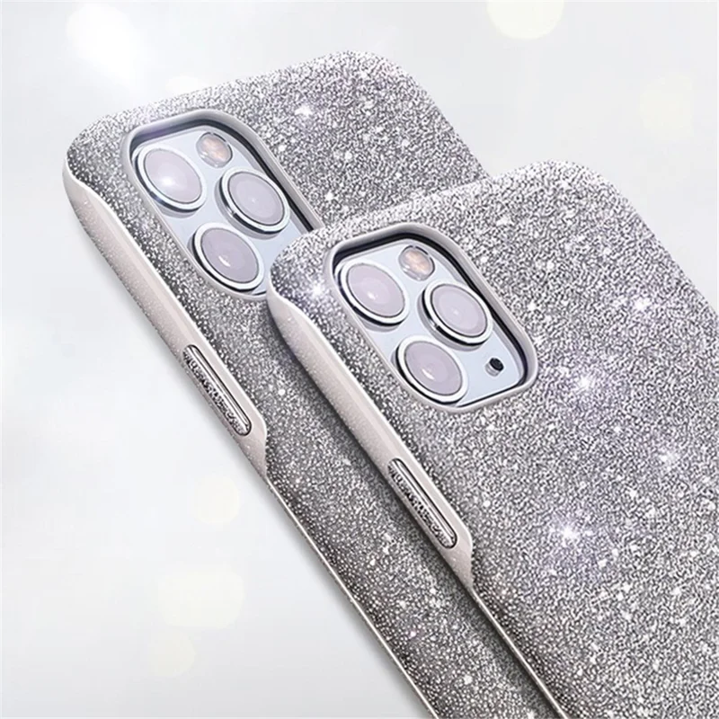 VESCENT For iPhone 11 Pro Max Case TPU+PC Phone Protective Cover Glitter Phone Shell - Grey  /  Silver