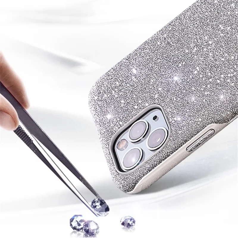 VESCENT For iPhone 11 Pro Max Case TPU+PC Phone Protective Cover Glitter Phone Shell - Grey  /  Silver