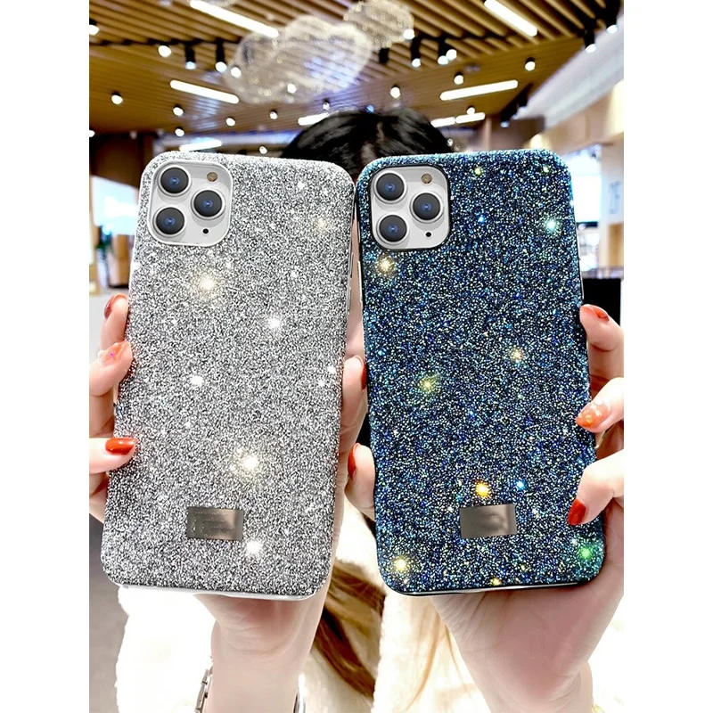 VESCENT For iPhone 11 Pro Max Case TPU+PC Phone Protective Cover Glitter Phone Shell - Grey  /  Silver