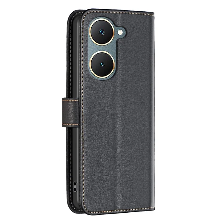 BINFEN COLOR BF17 Für vivo Y03 Wallet Case PU-Leder + TPU Flip-Handyhülle - Schwarz