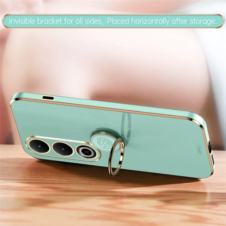 XINLI For OnePlus Nord CE4 5G TPU Case Ring Kickstand Electroplating Phone Cover - Cyan