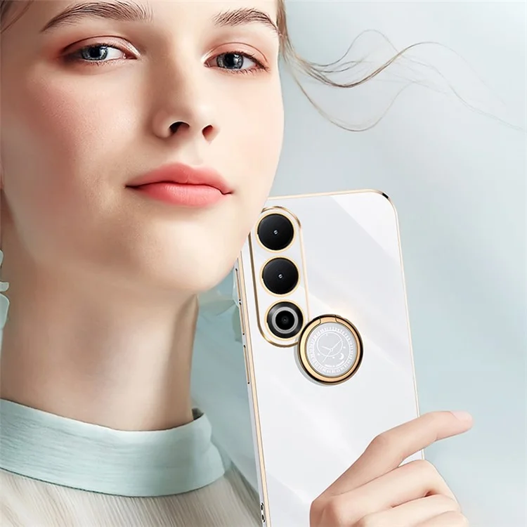 XINLI For OnePlus Nord CE4 5G TPU Case Ring Kickstand Electroplating Phone Cover - Cyan