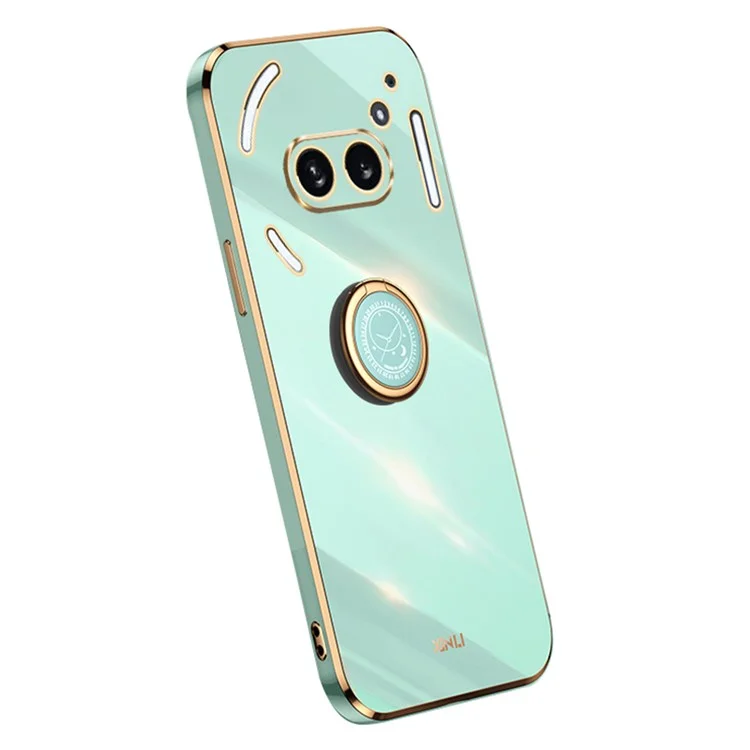 XINLI For Nothing Phone (2a) Cover Electroplating Ring Kickstand Soft TPU Phone Case - Cyan