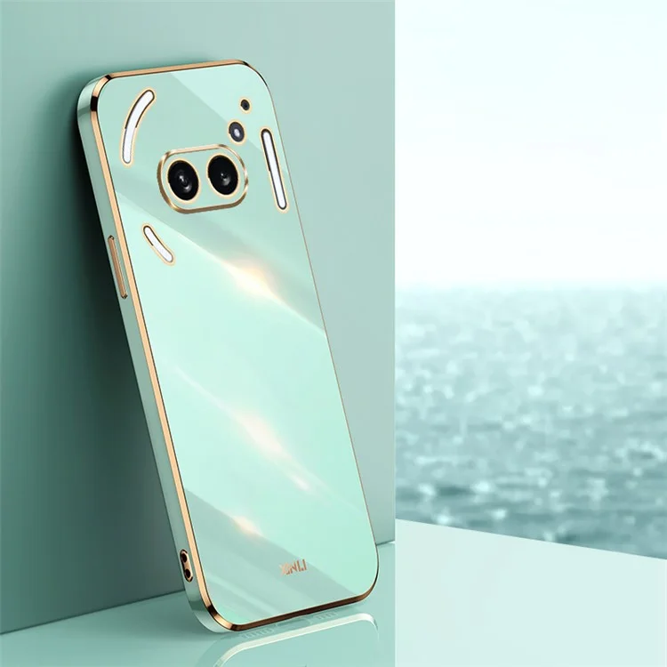 XINLI For Nothing Phone (2a) TPU Case Electroplating Edge Protective Phone Cover - Cyan