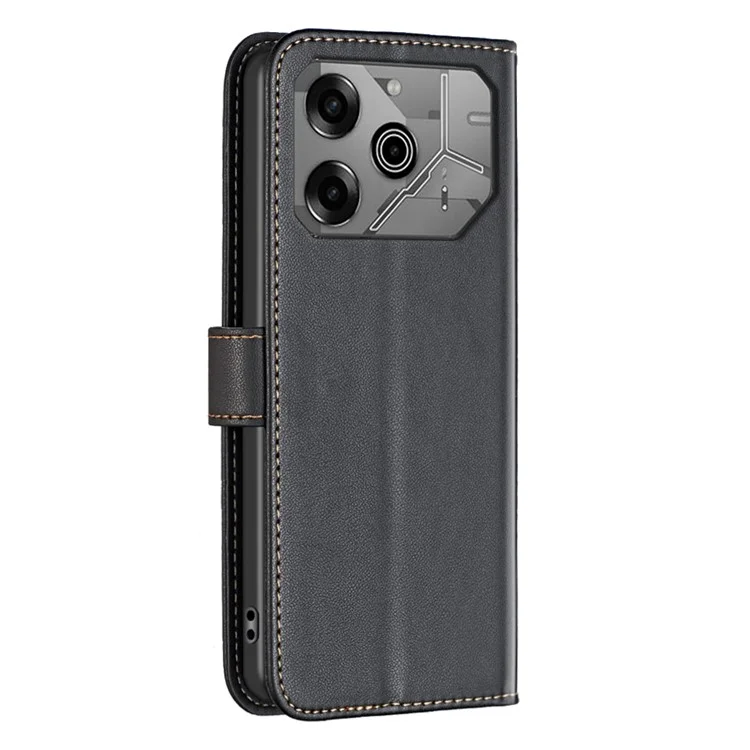 BINFEN COLOR BF17 For TECNO Pova 6 5G / Tecno Pova 6 Pro 5G Case Leather Flip Wallet Phone Cover - Black