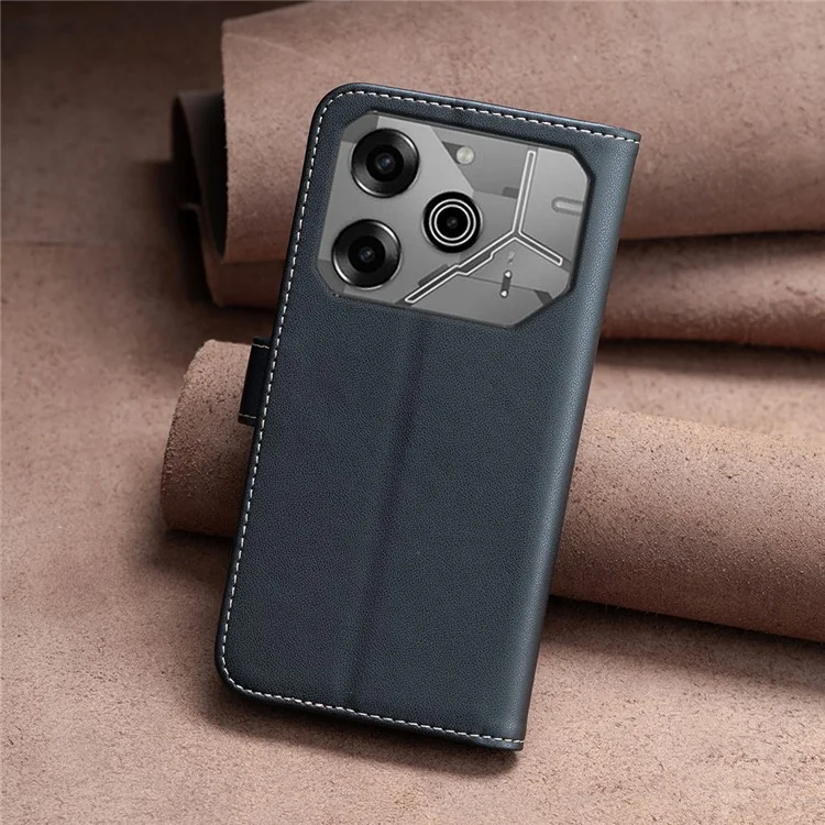 BINFEN COLOR BF17 For TECNO Pova 6 5G / Tecno Pova 6 Pro 5G Case Leather Flip Wallet Phone Cover - Black