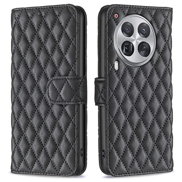 BINFEN COLOR BF Style-14 For TECNO Camon 30 Premier 5G Case Wallet Rhombus Leather Cover - Black