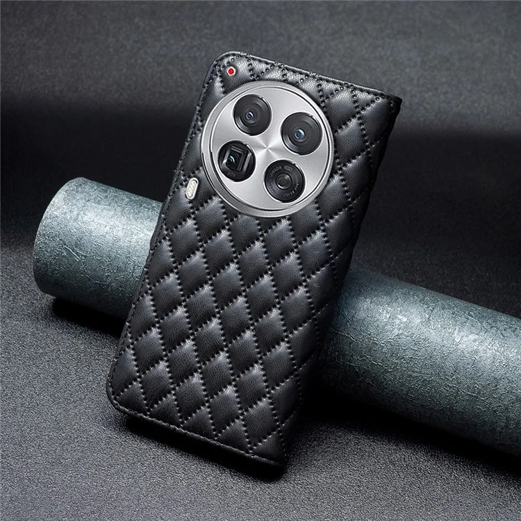 BINFEN COLOR BF Style-14 For TECNO Camon 30 Premier 5G Case Wallet Rhombus Leather Cover - Black