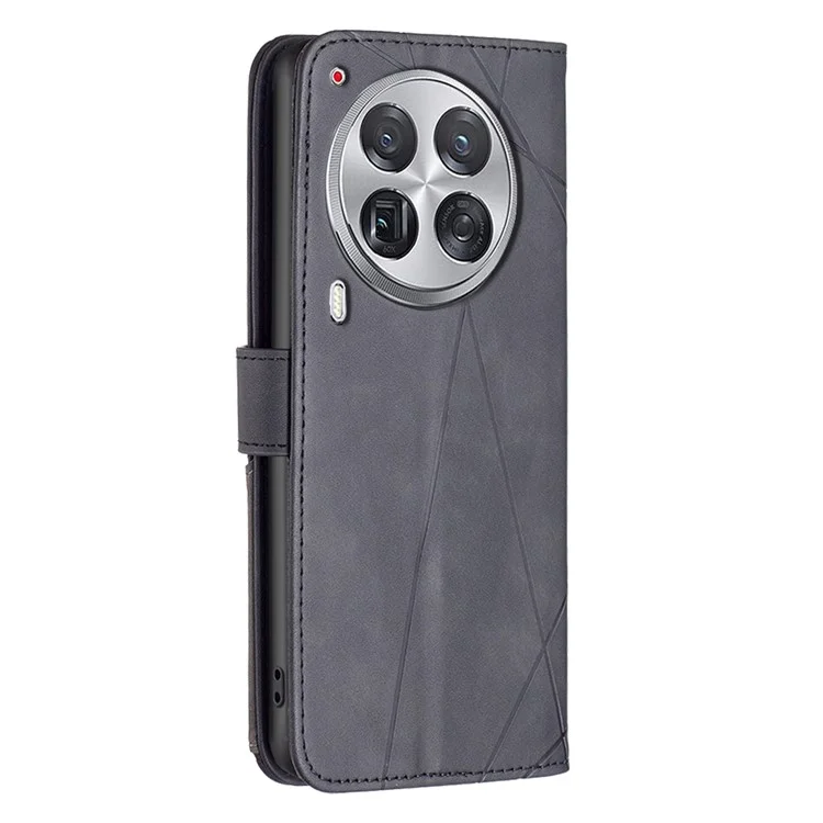 BINFEN COLOR For TECNO Camon 30 Premier 5G Phone Cases Wallet Stand Geometry Imprinted Leather Cover - Black