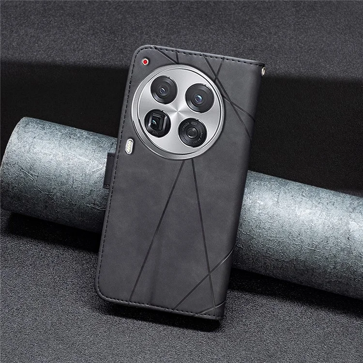 BINFEN COLOR For TECNO Camon 30 Premier 5G Phone Cases Wallet Stand Geometry Imprinted Leather Cover - Black
