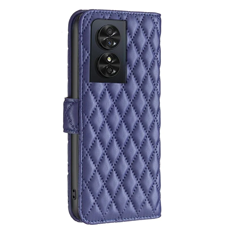 BINFEN COLOR BF Style-14 For TCL 50 SE Wallet Case Rhombus Grid PU Leather Phone Cover - Dark Blue