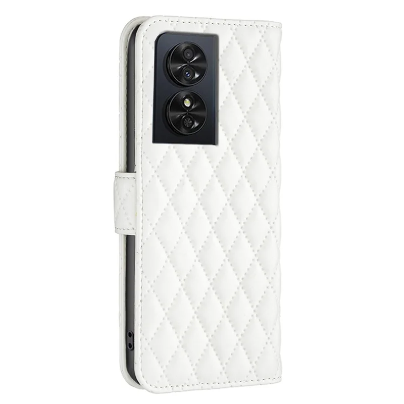 BINFEN COLOR BF Style-14 For TCL 50 SE Wallet Case Rhombus Grid PU Leather Phone Cover - White