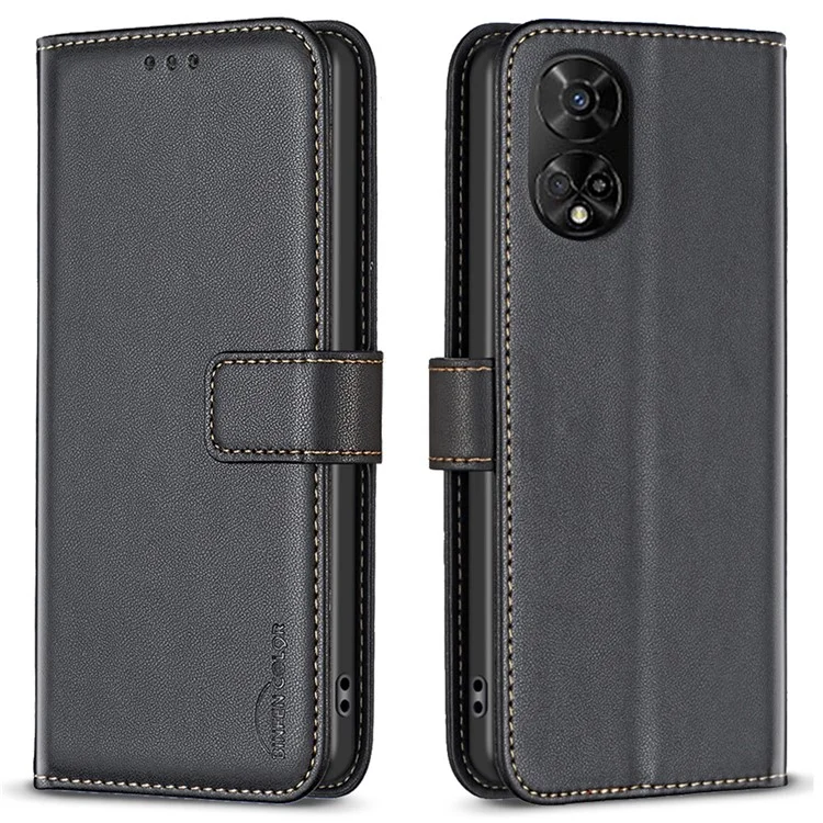 BINFEN COLOR BF17 For TCL 50 XE 5G / 50 XL 5G Case Wallet Leather + TPU Flip Phone Cover - Black