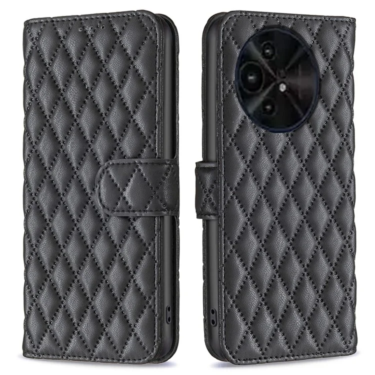 BINFEN COLOR BF Style-14 per TCL 50 XE 5G / 50 XL 5G Custodia Reticolo di rombi in pelle PU Custodia per telefono Portafoglio - Nero