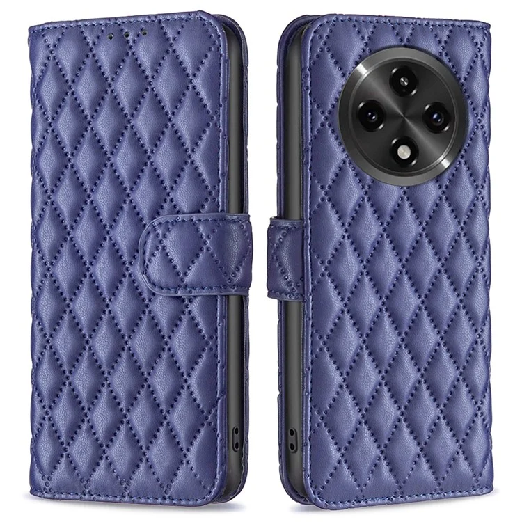 BINFEN COLOR BF Style-14 Per Oppo A2 Pro 5G / A3 Pro (Cina) 5G Custodia Portafoglio in Pelle con Griglia Rombo - Blu