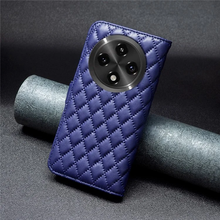 BINFEN COLOR BF Style-14 Per Oppo A2 Pro 5G / A3 Pro (Cina) 5G Custodia Portafoglio in Pelle con Griglia Rombo - Blu