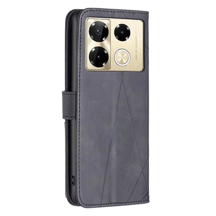 BINFEN COLOR BF05 per Infinix Note 40 Pro 4G / 5G / Note 40 Pro+ Custodia wallet in pelle con motivo geometrico - Nero