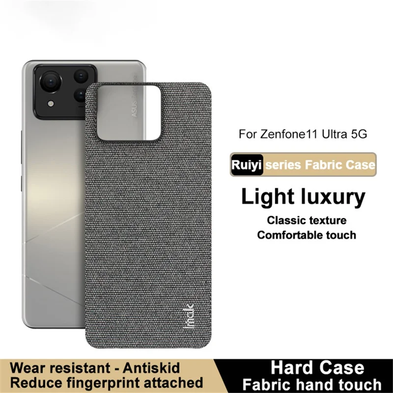 IMAK Ruiyi Series for Asus Zenfone 11 Ultra 5G Case Fabric Texture Leather+PC Phone Back Cover - Dark Grey