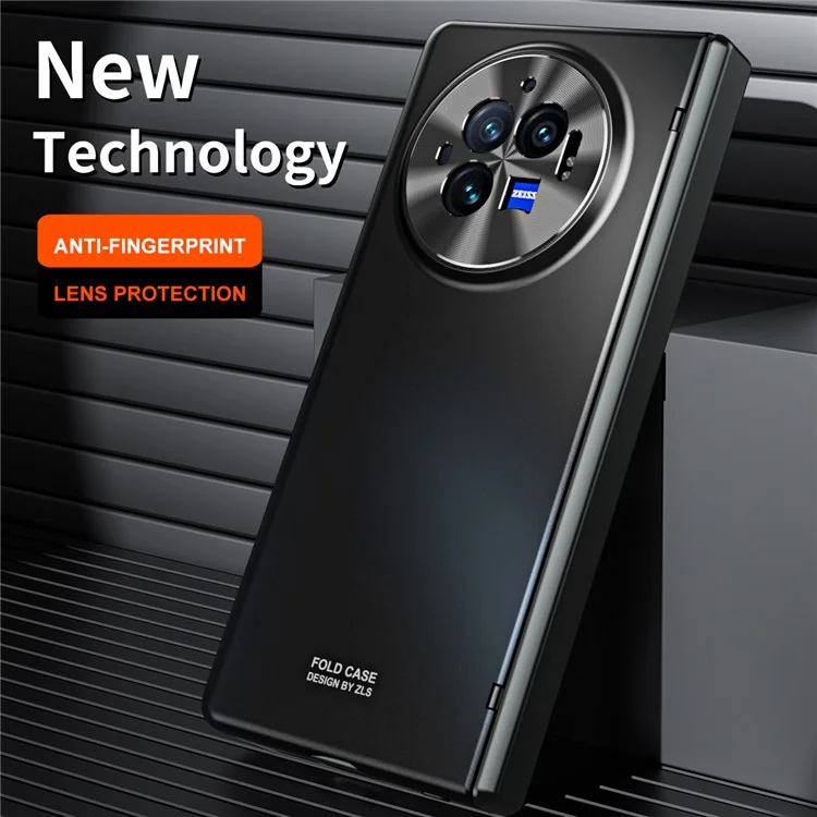 Für vivo X Fold3 Case mit gehärteter Glasschutzfolie PU-Leder beschichtete PC-Handyhülle - Schwarz
