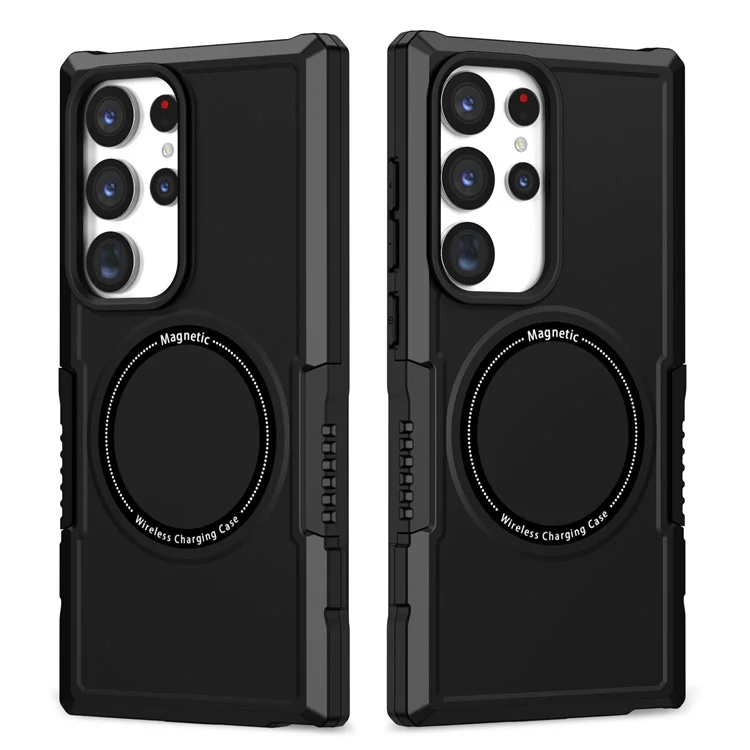 Para Samsung Galaxy S24 Ultra Case Hard PC + Soft TPU Anti-Drop Phone Cover Compatible with MagSafe - Preto