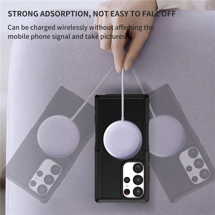Para Samsung Galaxy S24 Ultra Case Hard PC + Soft TPU Anti-Drop Phone Cover Compatible with MagSafe - Preto