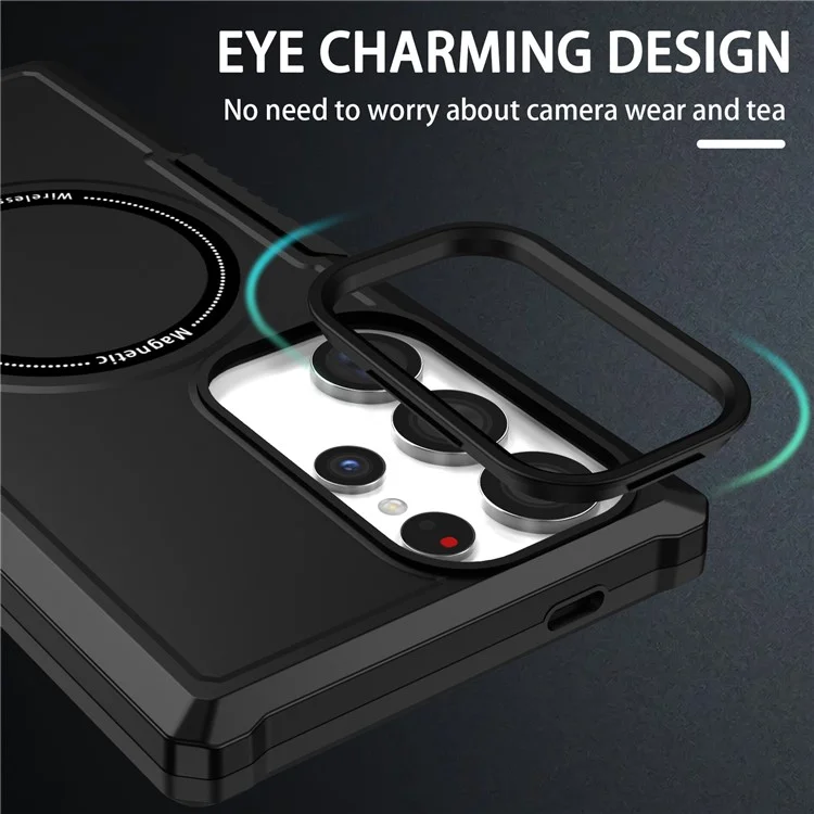 Para Samsung Galaxy S24 Ultra Case Hard PC + Soft TPU Anti-Drop Phone Cover Compatible with MagSafe - Preto