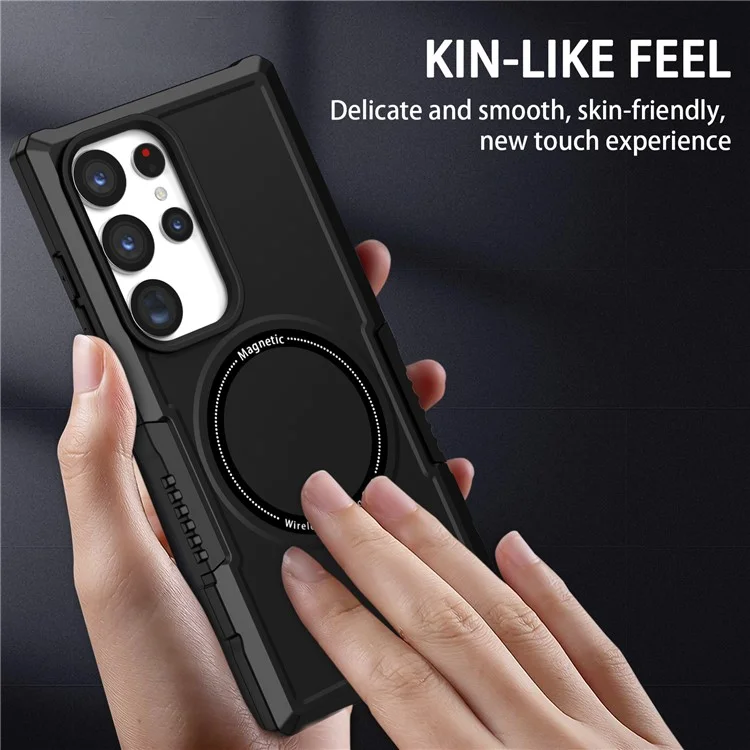 Para Samsung Galaxy S24 Ultra Case Hard PC + Soft TPU Anti-Drop Phone Cover Compatible with MagSafe - Preto