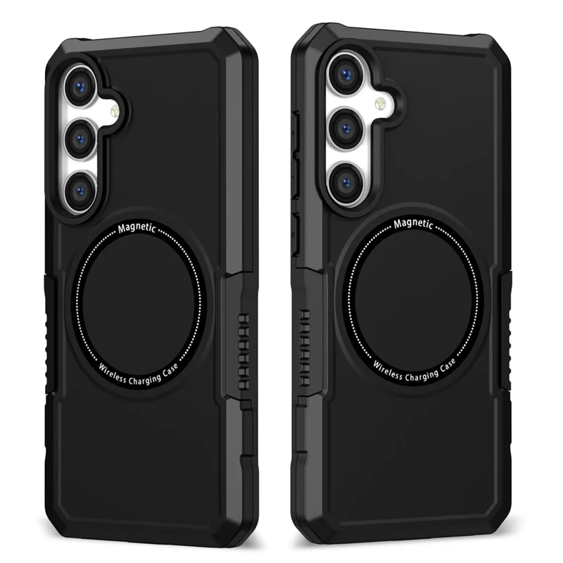 For Samsung Galaxy S24+ Magnetic Case PC + TPU Scratch-Resistant Back Cover - Black