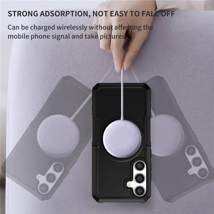 For Samsung Galaxy S24+ Magnetic Case PC + TPU Scratch-Resistant Back Cover - Black