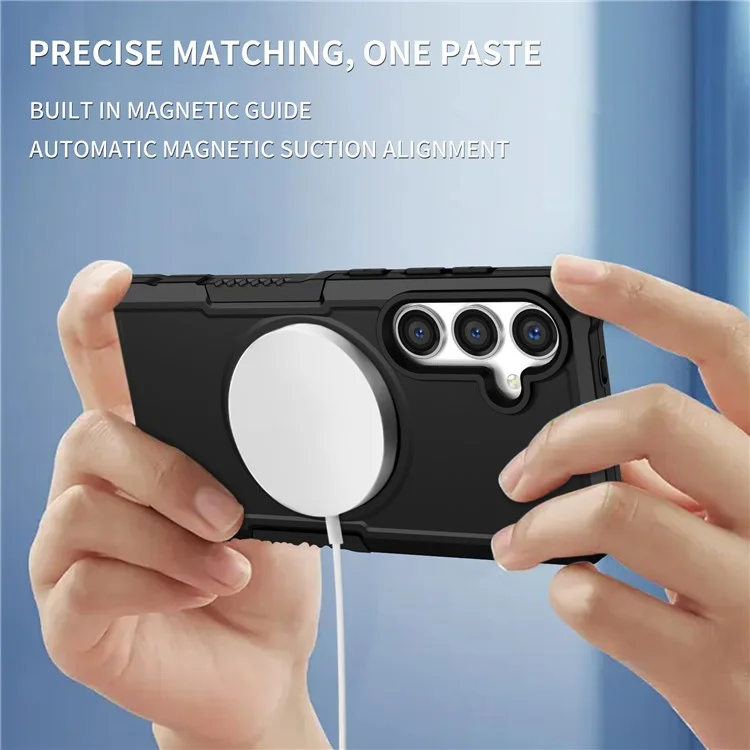 For Samsung Galaxy S24+ Magnetic Case PC + TPU Scratch-Resistant Back Cover - Black