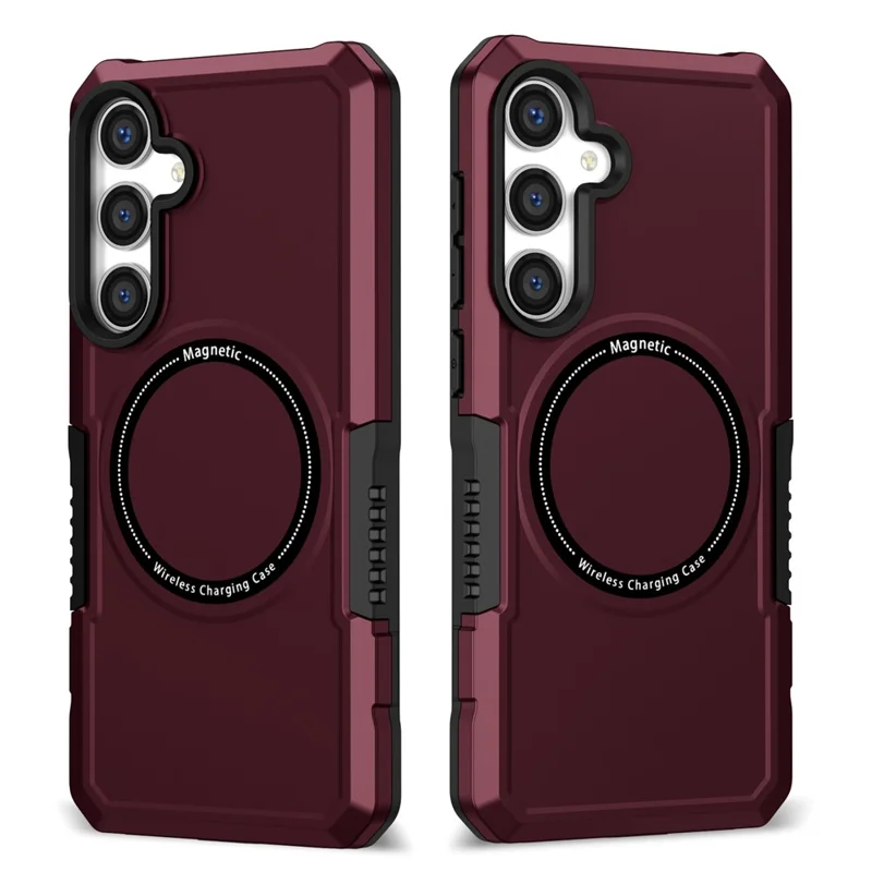 For Samsung Galaxy S24+ Magnetic Case PC + TPU Scratch-Resistant Back Cover - Wine Red