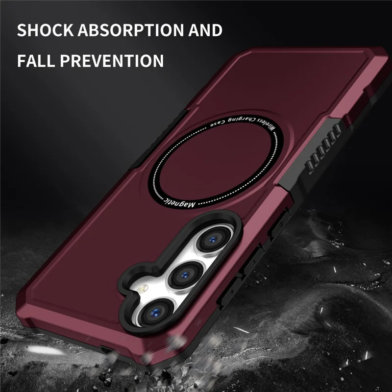 For Samsung Galaxy S24+ Magnetic Case PC + TPU Scratch-Resistant Back Cover - Wine Red