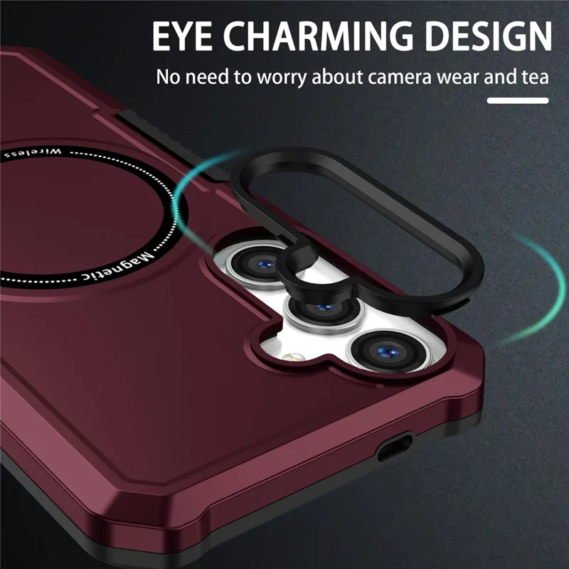 For Samsung Galaxy S24+ Magnetic Case PC + TPU Scratch-Resistant Back Cover - Wine Red