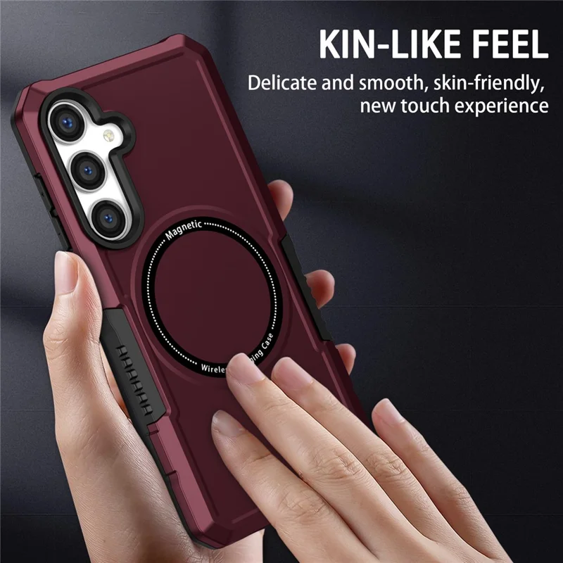 For Samsung Galaxy S24+ Magnetic Case PC + TPU Scratch-Resistant Back Cover - Wine Red