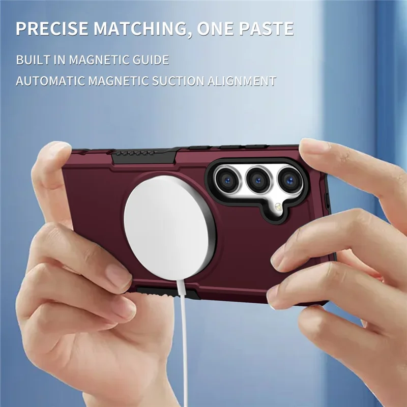 For Samsung Galaxy S24+ Magnetic Case PC + TPU Scratch-Resistant Back Cover - Wine Red