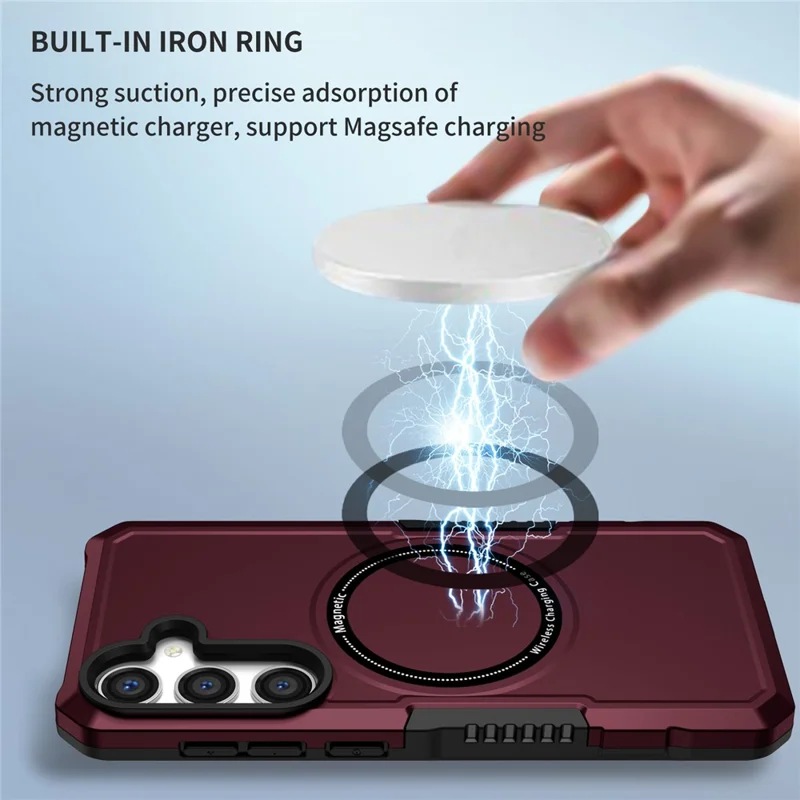 For Samsung Galaxy S24+ Magnetic Case PC + TPU Scratch-Resistant Back Cover - Wine Red