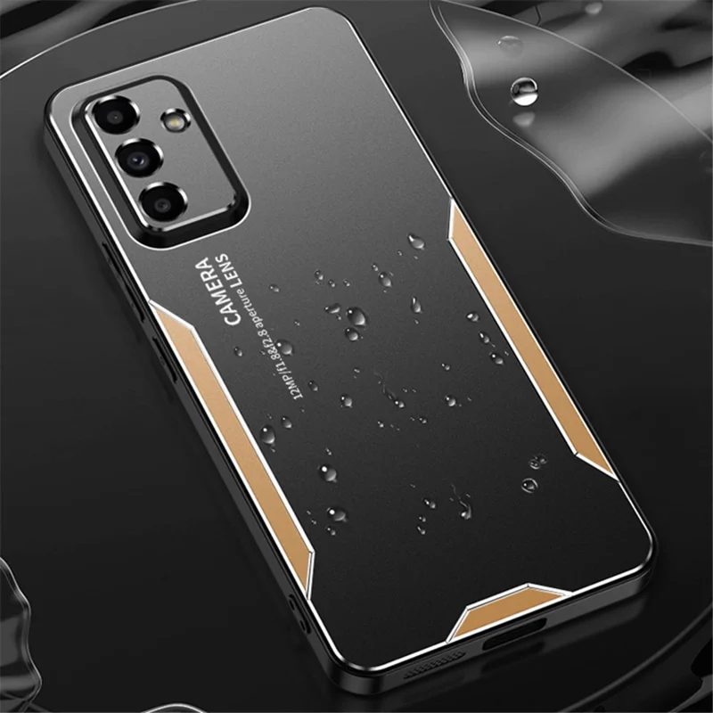 For Samsung Galaxy A15 5G Case Aluminum Alloy+TPU+PC Phone Back Cover - Gold